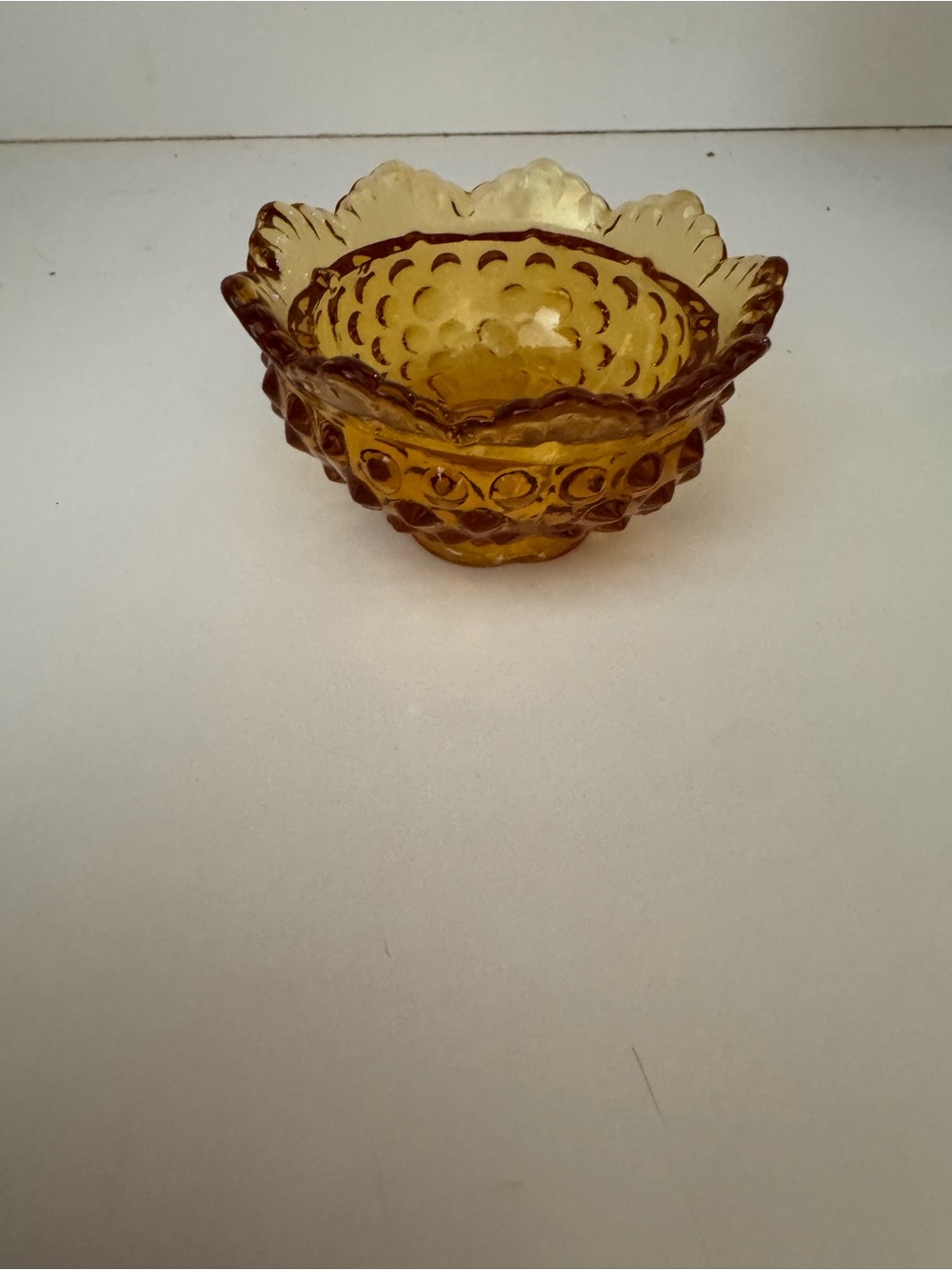 Amber Glass Hobnail Bowl
